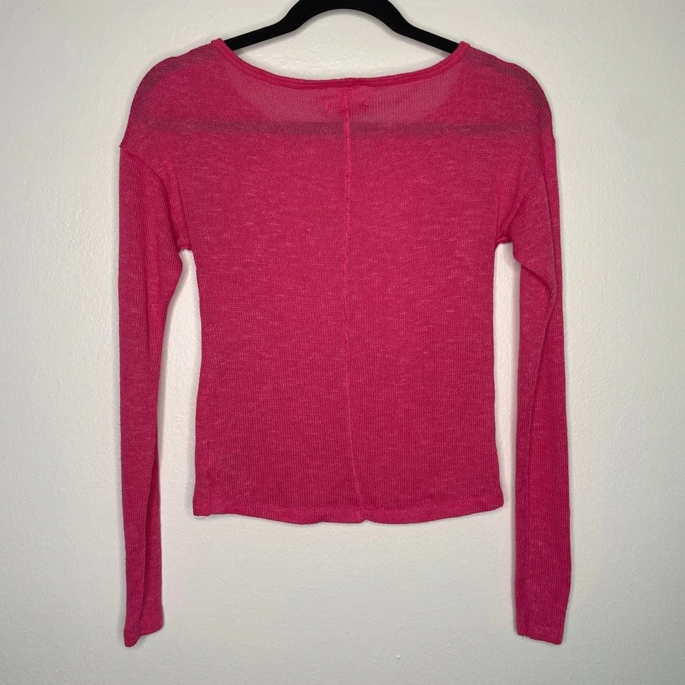 Aeropostale Graphic Y2K Sweater Women XS‎ Pink Love Knit Top Soft Girl